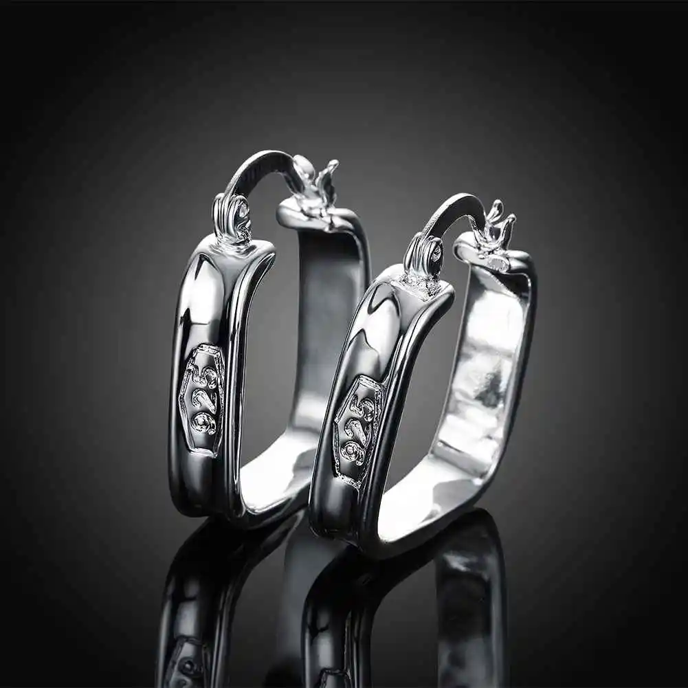 Женские сережки с серебряным покрытием KITEAL exo модные квадратные серьги-кольца