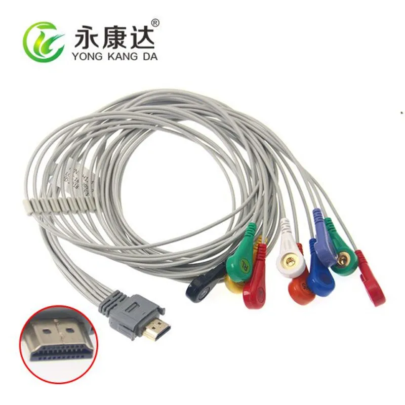 Фото Совместим с Biox 19Pin цельным ecg holter кабелем 10-Lead snap AHA №1