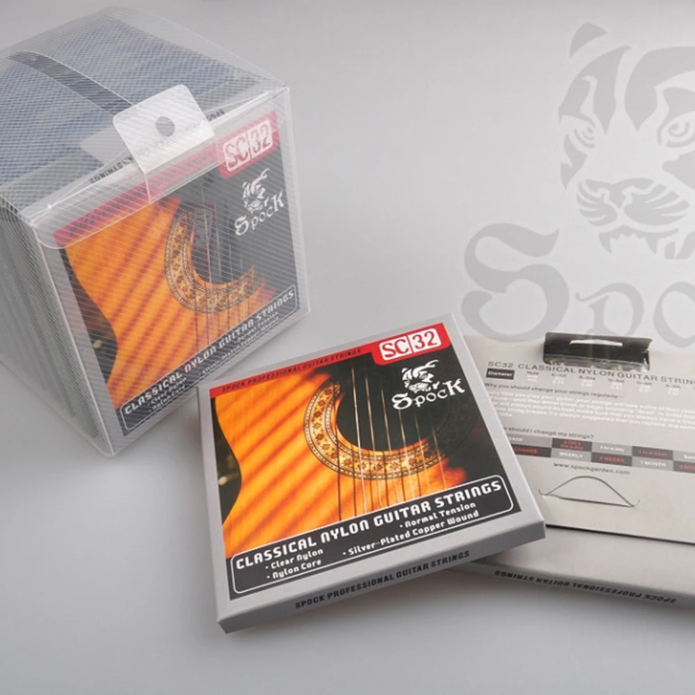 Classical Guitar Strings Spock SC32 Clear Nylon Core Silver Plated 028 043 inch | Спорт и развлечения