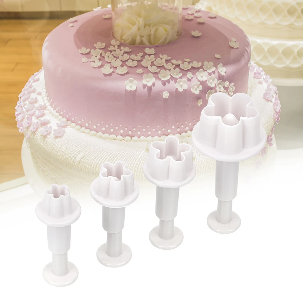 HILILFE 4 шт./компл. торта Fondant (сахарная) плунжер DIY фрезы комплекты с цветочным