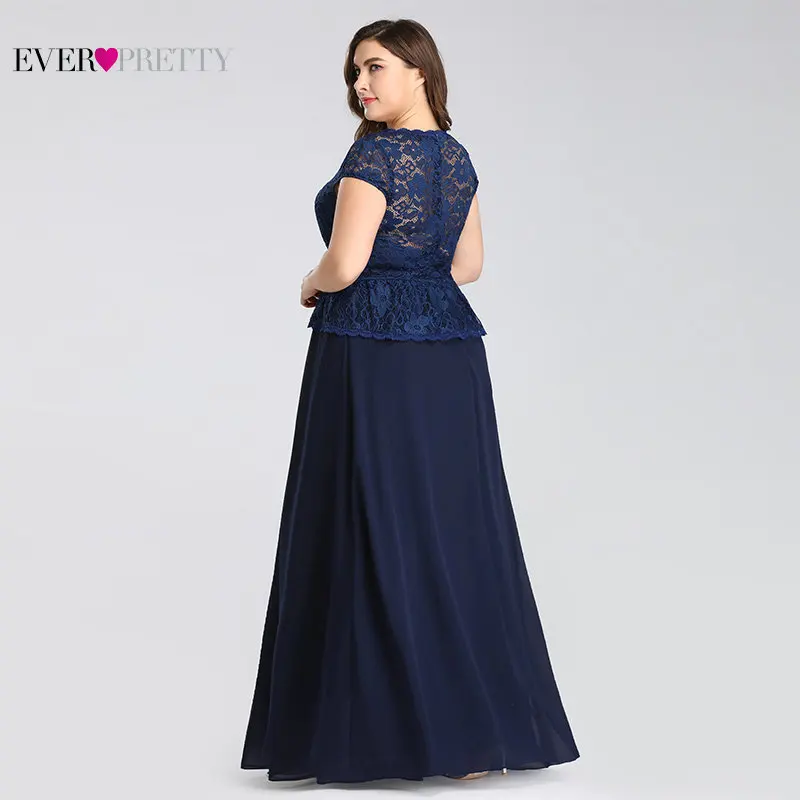 Navy Blue Mother Of The Bride Dresses Plus Size Ever Pretty Elegant A Line V Neck Sleeveless Lace Formal Party Gown Guest Dress | Свадьбы и