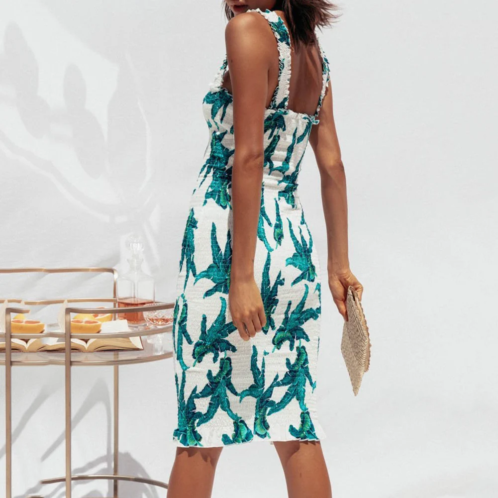 Women bodycon Boho floral print ruffle beach dress holiday casual long Summer sexy elegant party midi club 2019 | Женская одежда