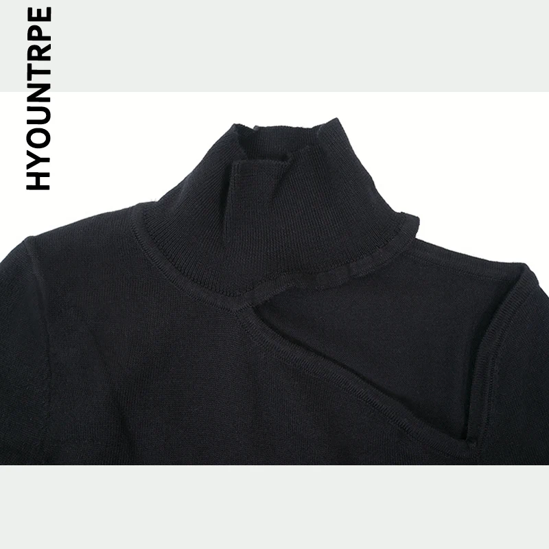 Sexy One Shoulder Hollow Out Knitting Bodysuits Women Turtleneck Slim Long Sleeve Sweater Fashion Runway Knitted Jumper Playsuit | Женская