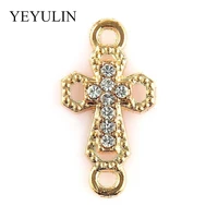 women men diy fashion necklace bracelet making jewelry accessories gold color cross shape alloy crystal connector charm bead