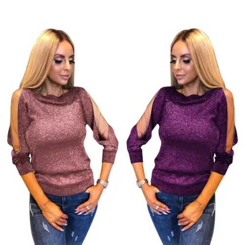 Basic T Shirt Women Long Sleeve For Female Tops Sequin 2018 Autumn Tee Mesh T-Shirt Cotton New Plus Size Tshirt | Женская одежда