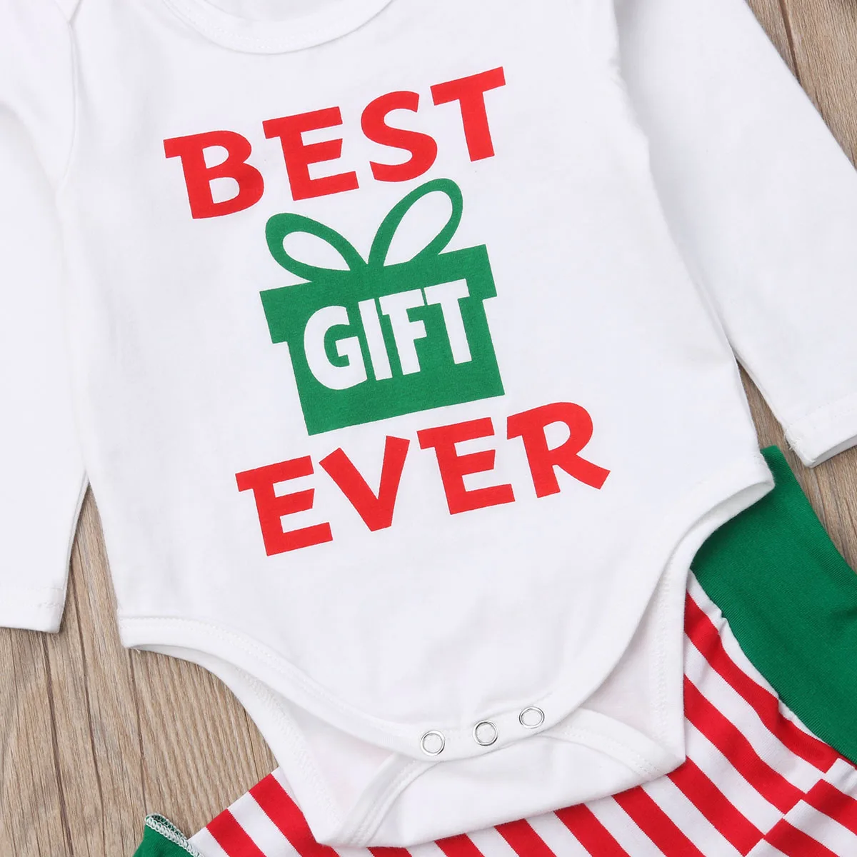 BEST GIFT EVER Newborn Baby Girls Boys Clothes 4PCS Letter Romper +Striped Pants+Hat+Headband Outfits | Детская одежда и обувь