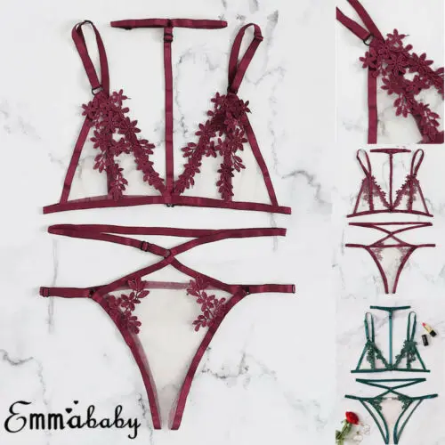2019 Women Sexy Underwear Flower Lace G-String Babydoll Lingerie Set Ladies Choker Nightwear Sleepwear Nightdress | Тематическая