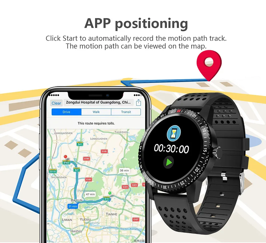Спортивные мужские умные часы сердечного ритма оповещение Smartwatch водостойкий ips