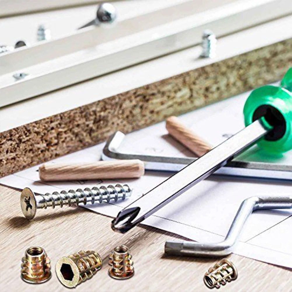 M4 M5 M6M8M10 вставка с резьбой цинковый сплав Tool Kit для дерева гайка мебельная розетка