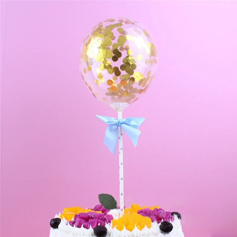 Sequin Latex Balloon Cake Toppers Gold Confetti Balloons for Birthday Party Decor Cupcake Wedding Supplies | Дом и сад