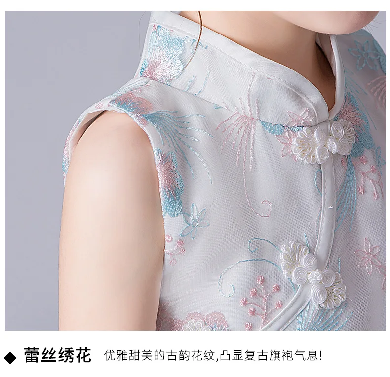 

2021 Blue Wedding Dress for Princess Girl Kids Frocks Lace Vestidos Disfraces Infantiles 3-14 Years Old Kids Clothes RKF194054