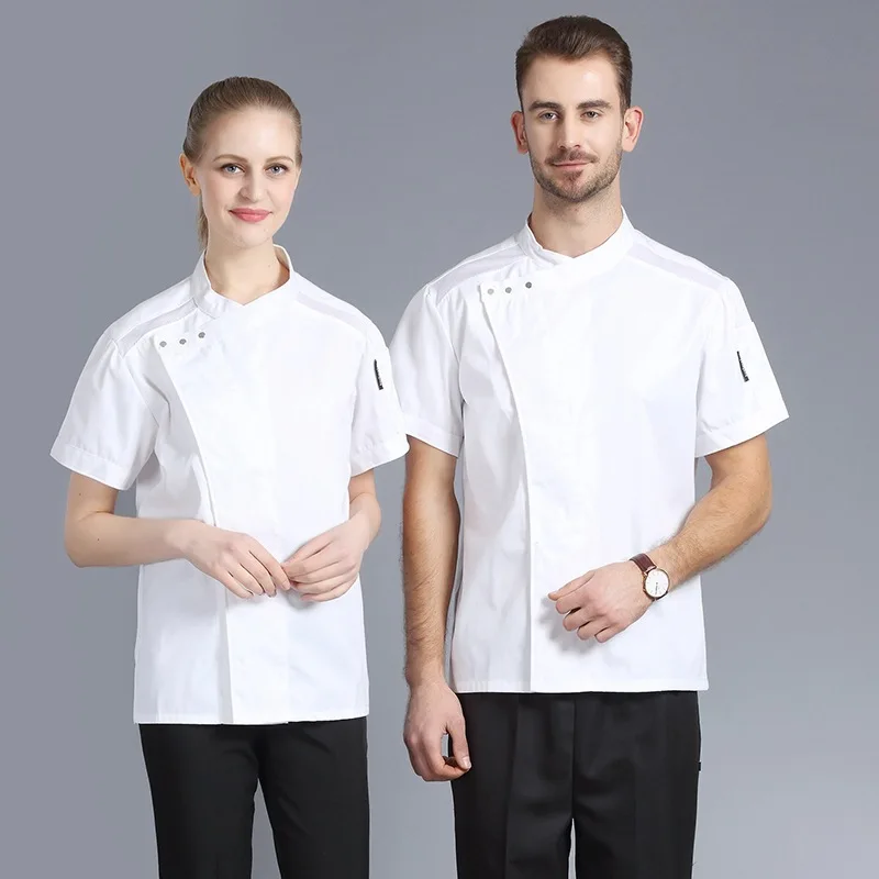 Унисекс повседневная куртка шеф-повара с коротким рукавом для кухни
