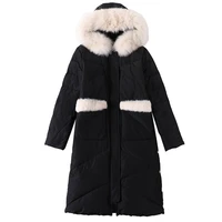 down jacket female 2018 new long coat female white duck down black parka large fur collar loose hooded plus size jacket ls225