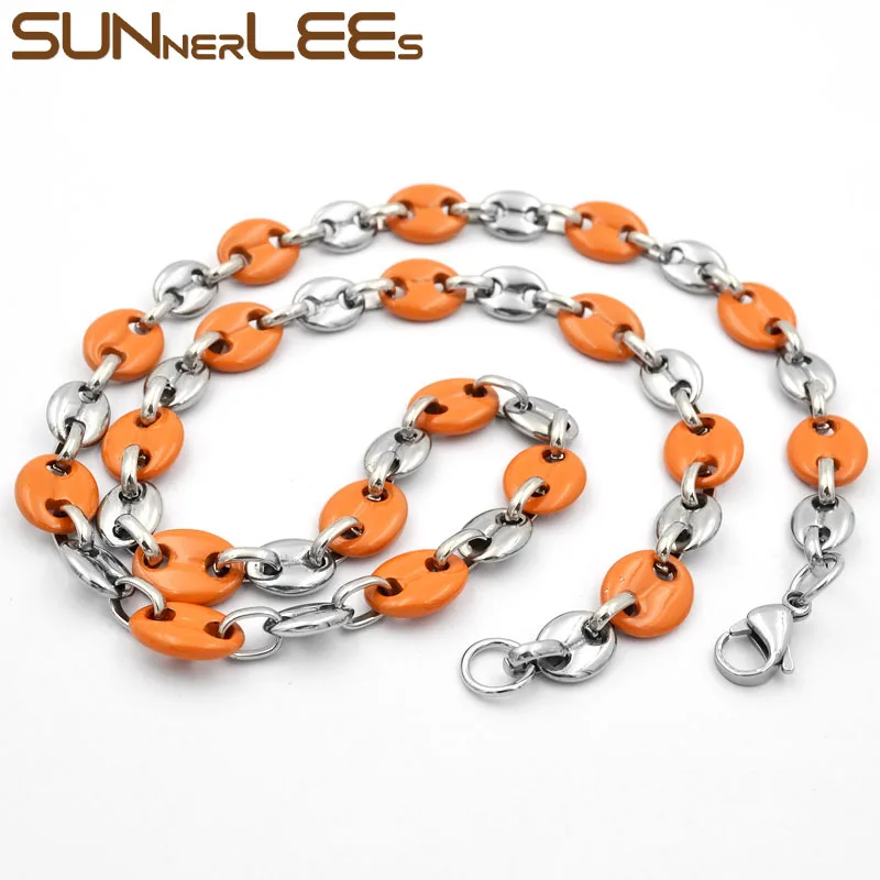 Цепочка SUNNERLEES из нержавеющей стали ожерелье звеньев кофейных зерен черного