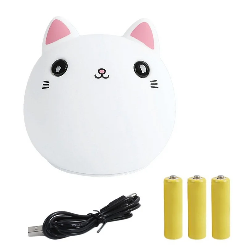 Светодиодный ночник милый кот животное Usb зарядка силиконовая Мягкая мультяшная