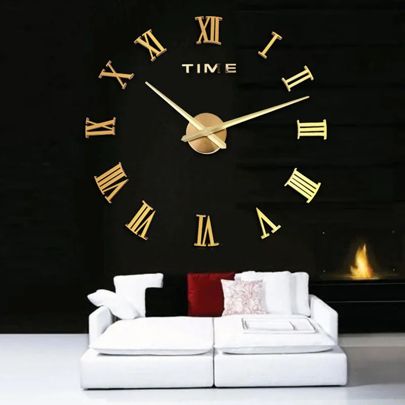 Modern Roman Numbers Acrylic Mirror Wall Sticker Clock Silent DIY Home Decor | Дом и сад