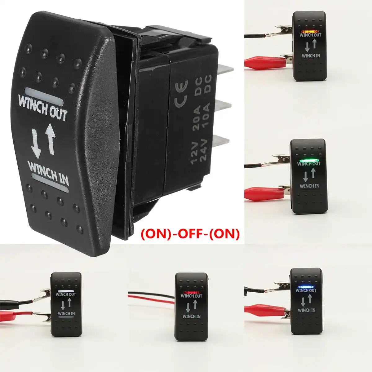 12V 20A лебедка Лебедка выход(ON)-OFF-(ON) Кулисный Переключатель мгновенный светодиодный 7-контактный
