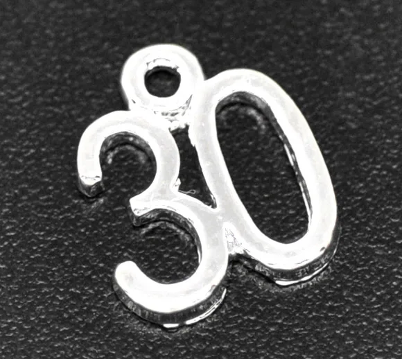 Прекрасный 50 посеребренный номер возраст &quot30&quot Шарм Подвески 12x10 мм (B10946)|pendant