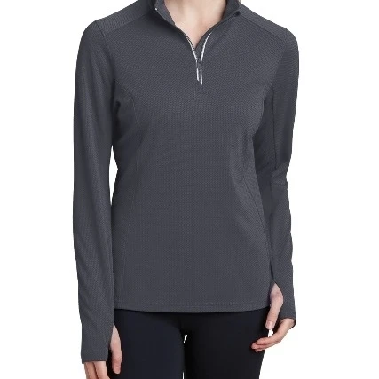 Sport-Tek LST860 Ladies Sport Wick Textured 1 by 4 Zip Pullover Iron Grey - 2XL |