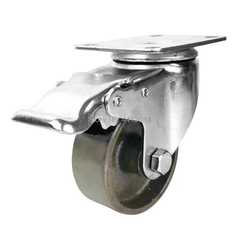 

3 inch Galvanized bracket swivel plate vintage cast iron caster wheels for hand trolley