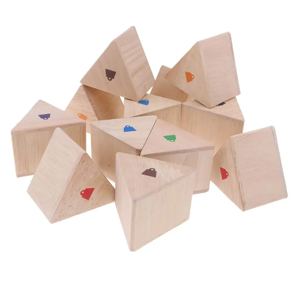 12 шт. деревянные треугольные строительные блоки Монтессори сенсорные
