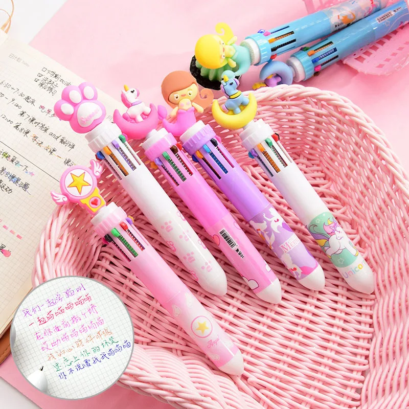 Розовая Звезда многофункциональная 6 в 1 красочная Шариковая ручка Kawaii Единорог