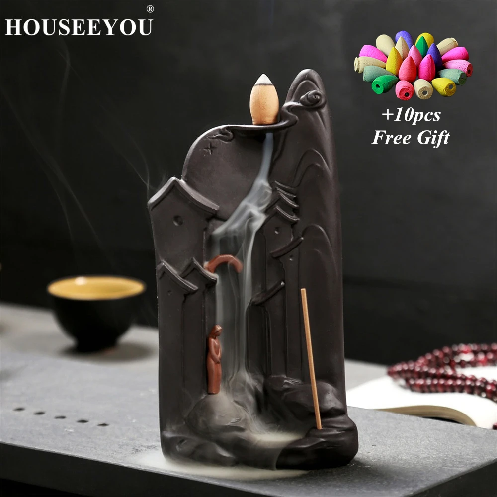 10 шт. палочки для благовоний конусов и подставка дома офиса буддийского