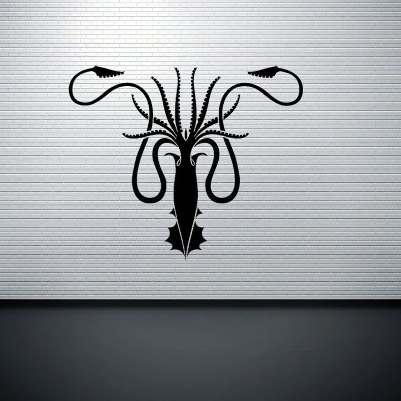 Настенные наклейки Игра престолов Greyjoy family Crest Sea Monster стены с резными наклейками