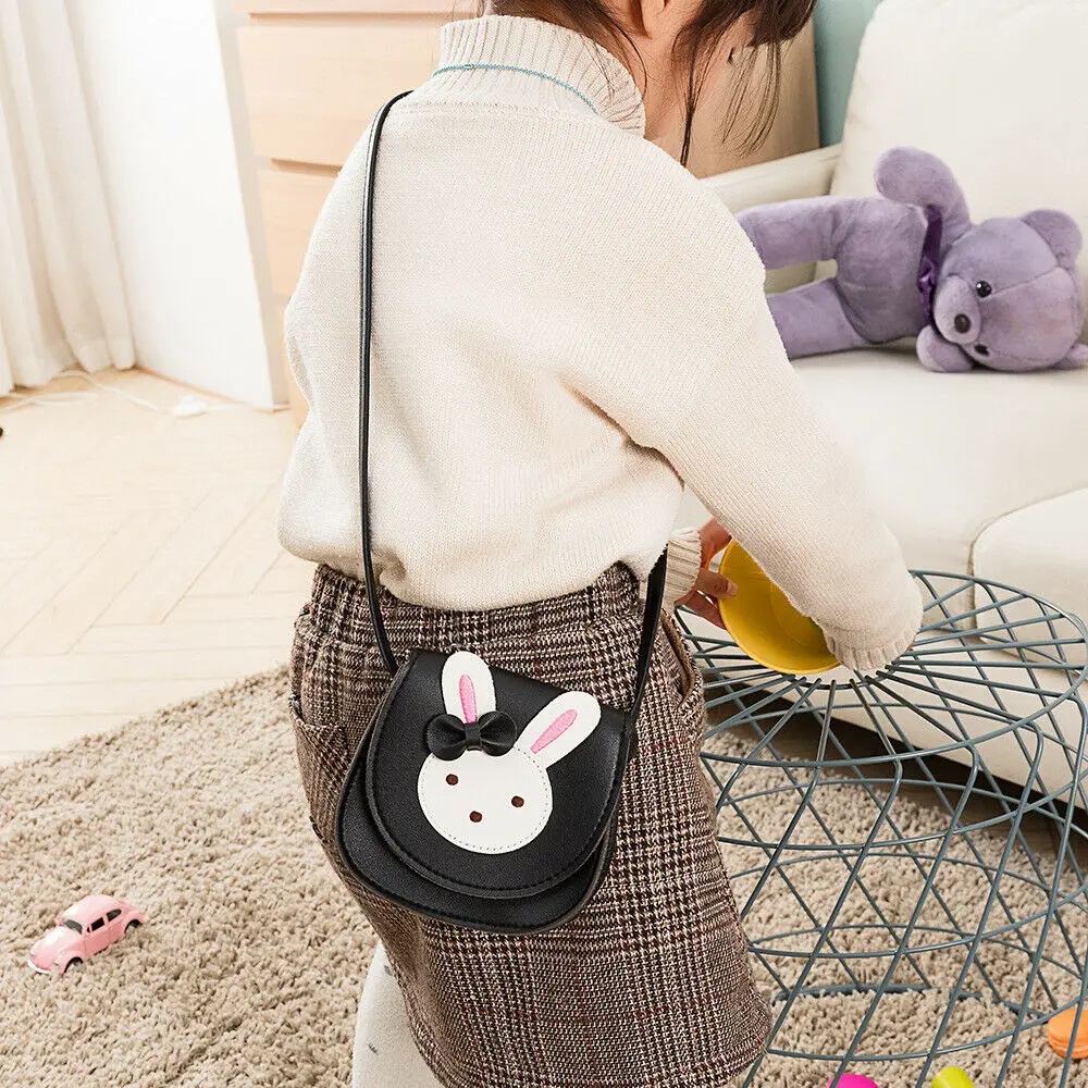 

2019 New Kids Cartoon Rabbit Mini Messenger Bag Baby Girls PU Leather Purse Coin Shoulder Crossbody Bags Accesorries