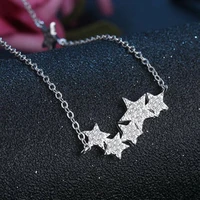 fashion silver color zircon star necklace pendant party jewelry star necklaces pendant for women star link chain gift