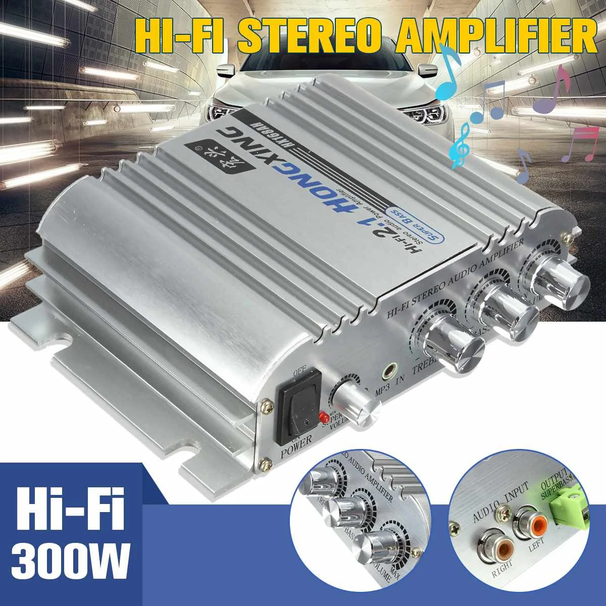 Audew 12 В Hi-Fi стерео аудио 2+ 1 CH супер бас музыкальный усилитель для мотоцикла автомобильный домашний легкий алюминиевый корпус 161X136X43 мм