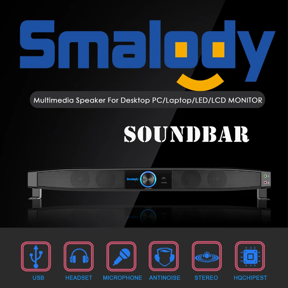 Саундбар Smalody с USB разъемом колонки для домашнего кинотеатра 5 Вт стерео сабвуфер