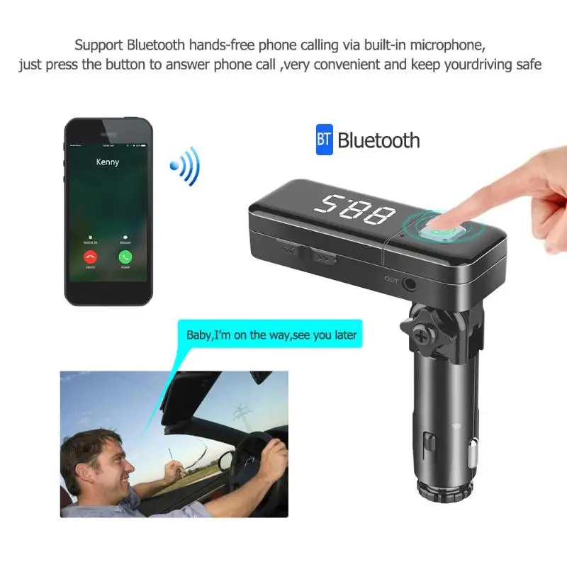 VODOOL складной беспроводной Bluetooth автомобильный комплект ЖК дисплей Hands free fm