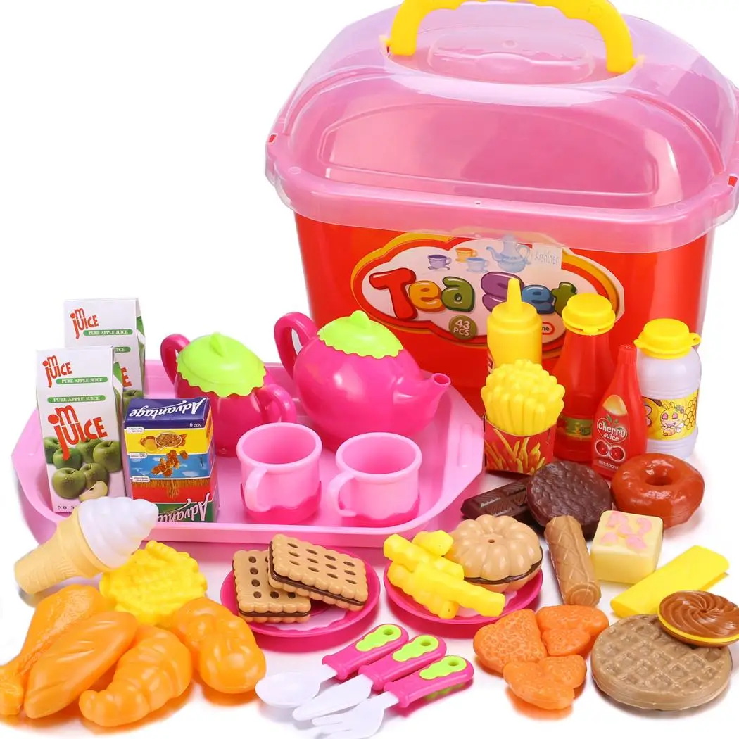 Cute Baby Kitchen Living Toys Simulation Snack Above 2 years Storage Print Developing Cookware toys set | Игрушки и хобби