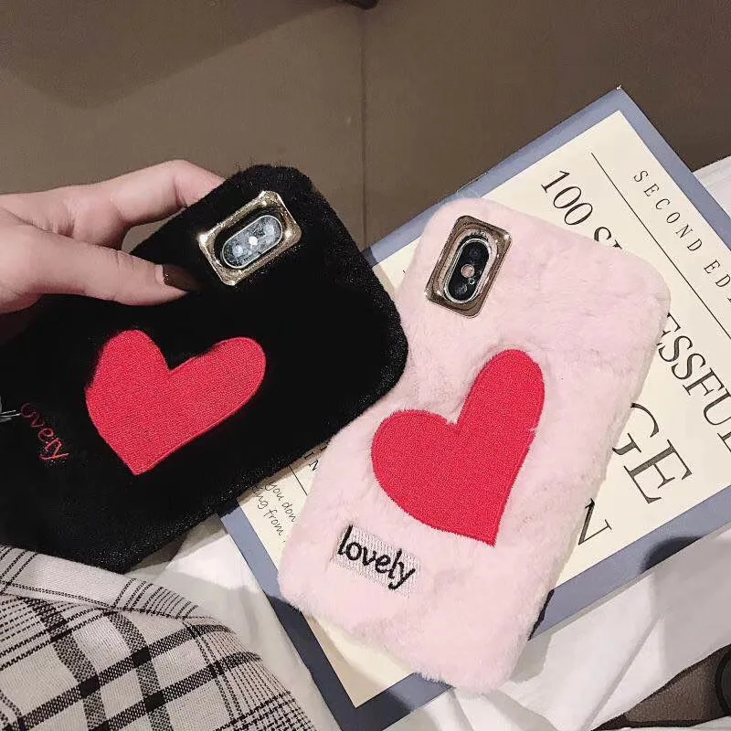 Fashion Winter Warm phone cover for iphone case 7 7plus 8 8plus soft TPU plush back iphone6 6s 6plus X XS MAX XR Love |