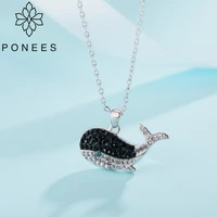 ponees cute whiteblack crystal whale necklace animal necklace fish necklaces pendants for women