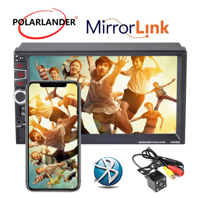 7 &quot2 Din автомагнитолы RDS Мультимедиа Bluetooth FM USB Зарядное устройство Зеркало Ссылка