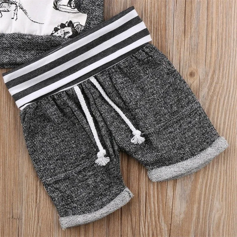 Pudcoco Brand Casual Cotton 2pcs Dinosaur Baby Boys Sleeveless T-shirt Tops+Pants Trousers Outfit Toddler Kids Clothes | Детская одежда