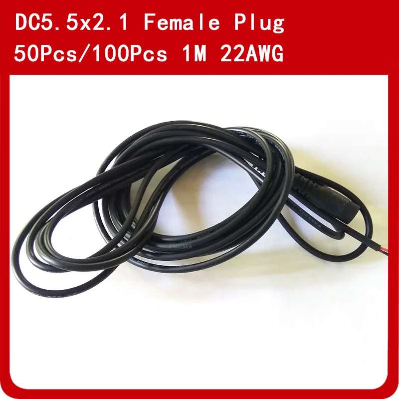 100pcs 5.5x2.1mm 1 Meter DC Power Plug female Connector Cable 2pin wire cord for CCTV Cameras 12V LED Strip Light | Обустройство дома