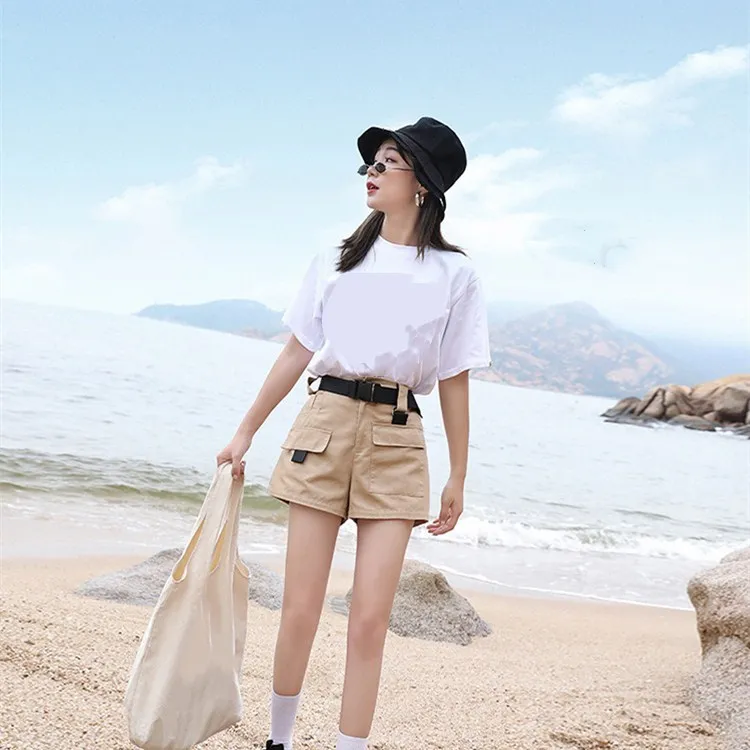 New Arrival Women High Waist Solid Shorts Straight Spring Summer Casual Safari Style Pockets Thin | Женская одежда