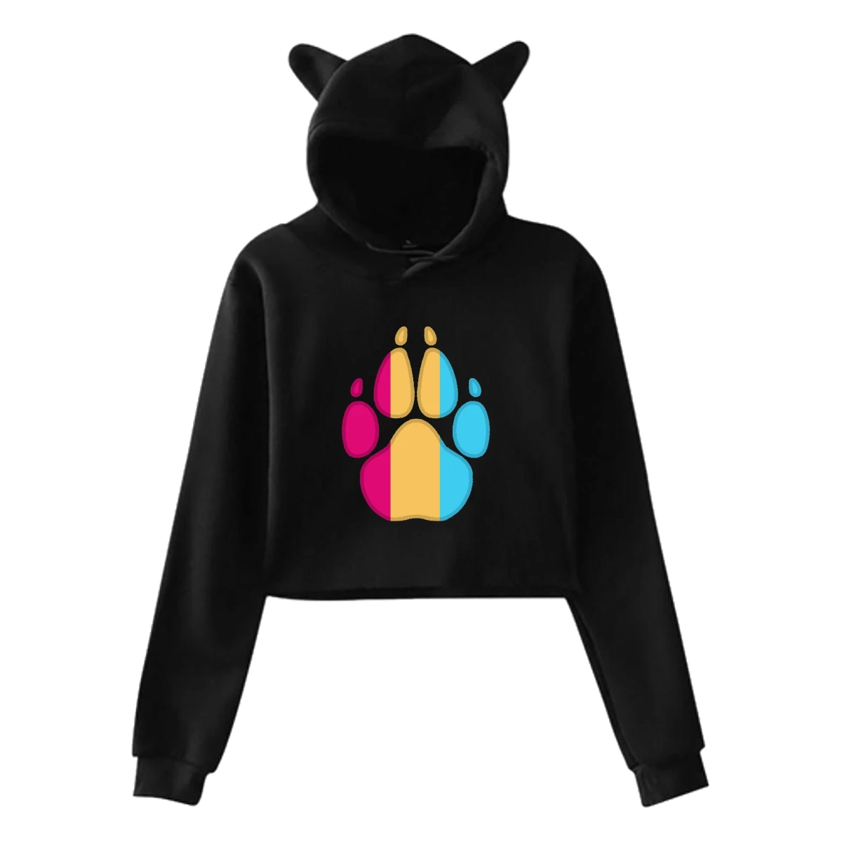 Женская толстовка с капюшоном SAMCUSTOM Pansexual 3D принт кошачьими ушками и длинным