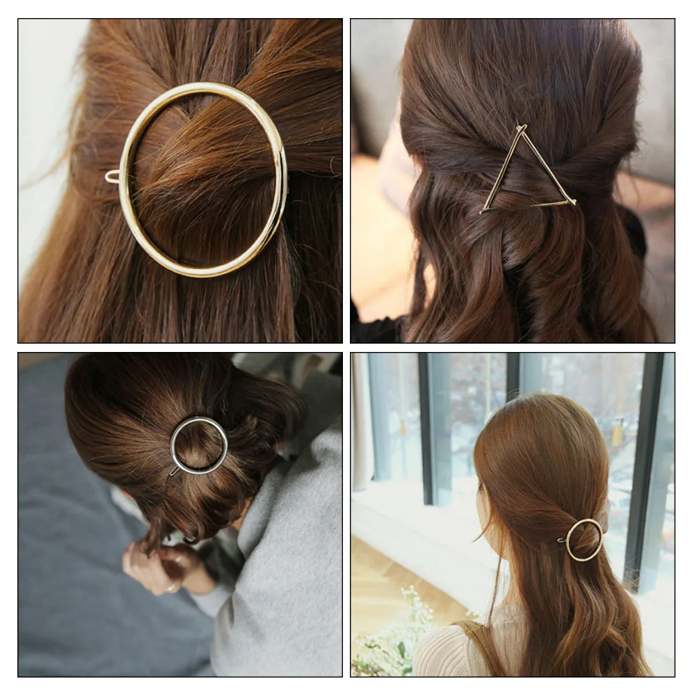 4 шт. простые геометрические заколки для волос изящные металлические аксессуары