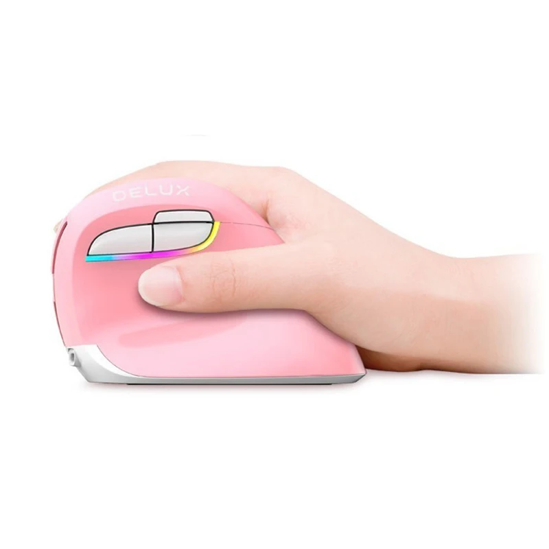 Delux M618 Мини Bluetooth 4 0 + 2 4G беспроводная Вертикальная мышь шестерни dpi RGB эргономичная