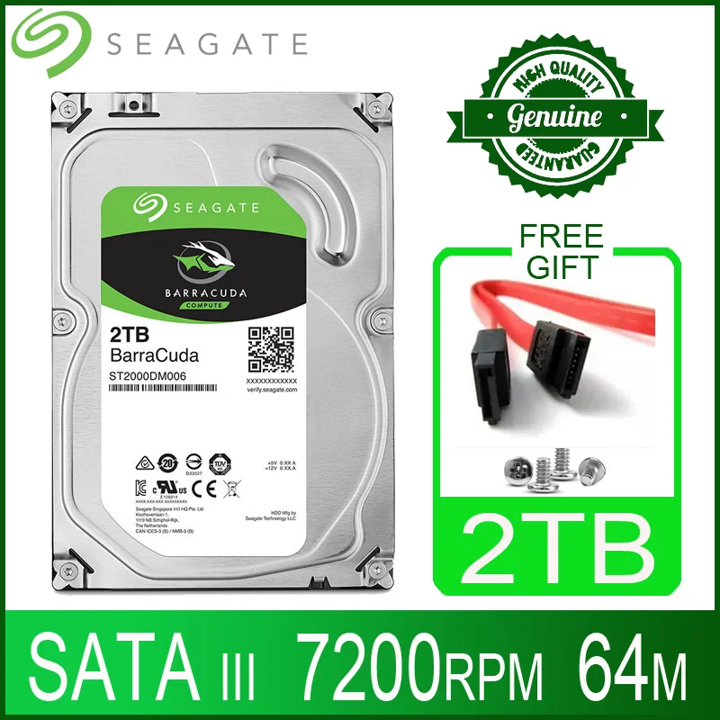 

Seagate 2TB Hard Drive Disk HDD Desktop Internal HD 2000GB 2 TB Harddisk 7200RPM 64M 3.5" 6Gb/s Cache SATA III for PC