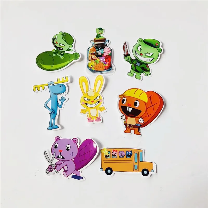 80 pcs/lot Happy tree friends toys sticker Lumpy Fliqpy Cuddles Toothy logbook glass doll waterproof sticker