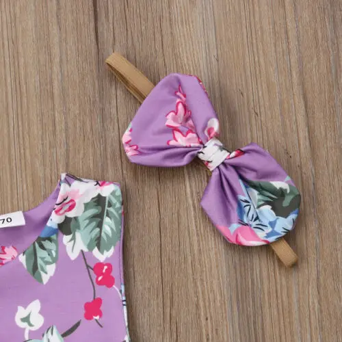 

Infant Baby Girl Cotton Floral Romper Overalls 2Pcs Set Kids Girls Summer Rompers Sleeveless Jumpsuit Outfits Playsuit Clothes