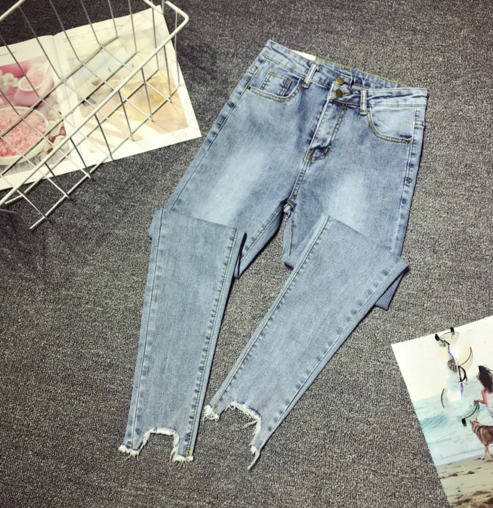 

New 2019 Spring Summer Women Fashion Ripped Jeans Casual Denim Pants Woman Skinny Trousers Elastic Pencil Pants Plus Size 5XL