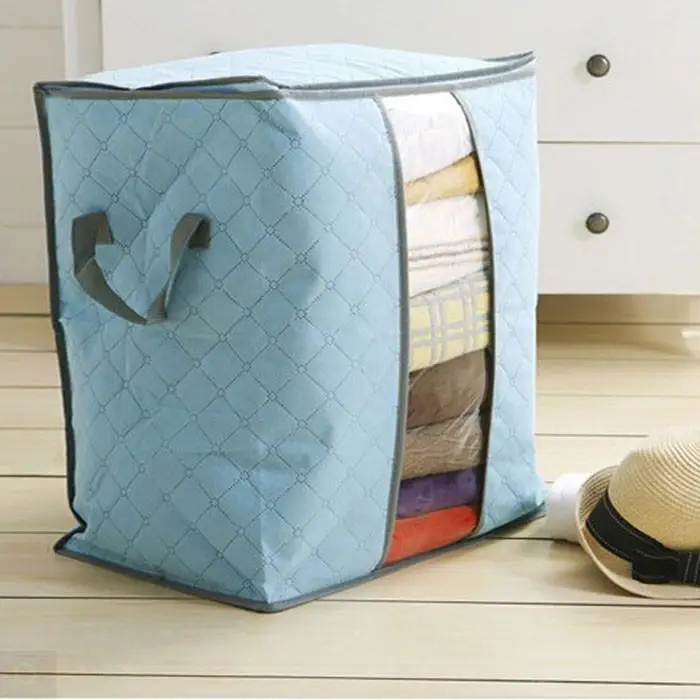 Lasperal Quilt Storage Bags Cotton Home Organizer Portable Anti-dust Wardrobe Bamboo Clothes Bag Pouch Box | Дом и сад
