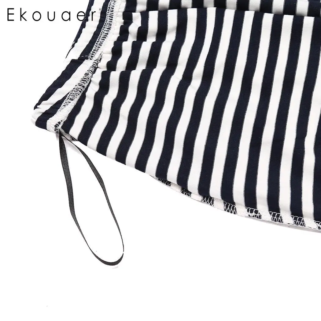 Ekouaer пижамный комплект короткая женская летняя одежда для сна с круглым вырезом и