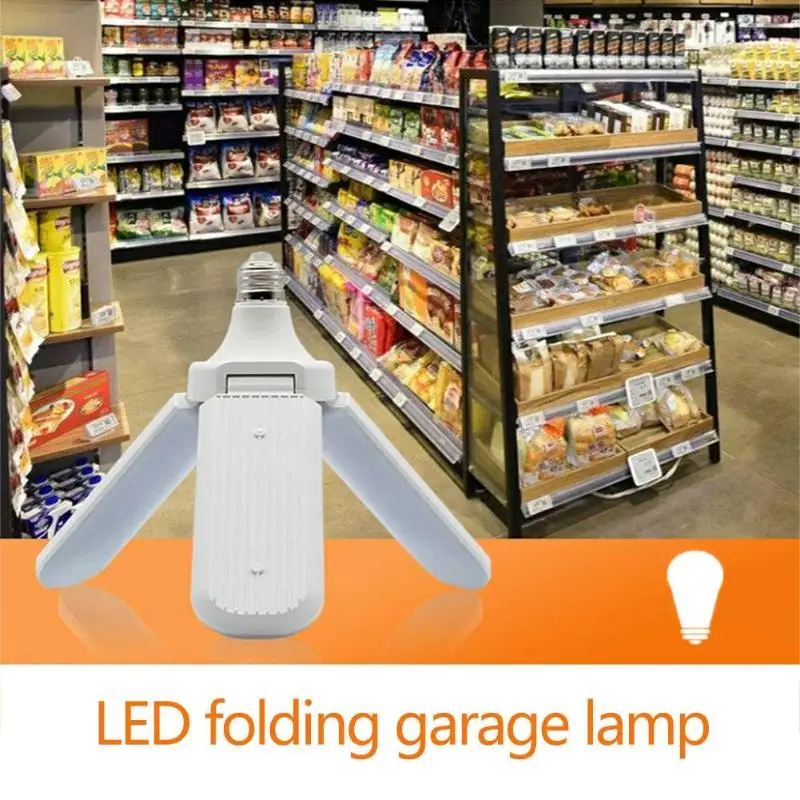 Лопасть вентилятора Светодиодная лампа E27 45W LED складной свет гаража 85 265V